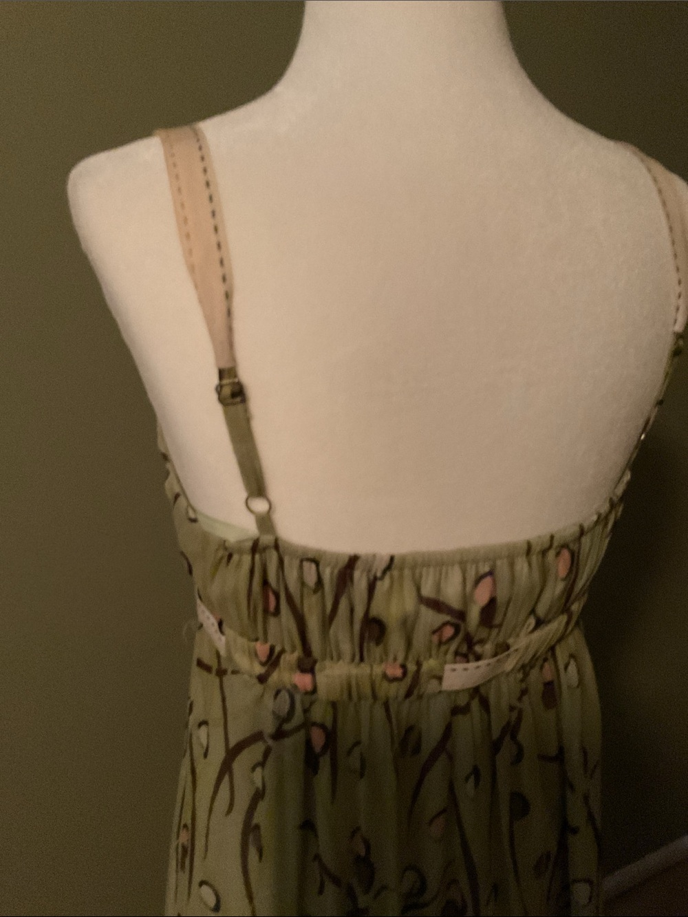 BCBG Max Azria Sage Green Abstract Print Empire Waist Dress Size XS - Picture 7 of 9